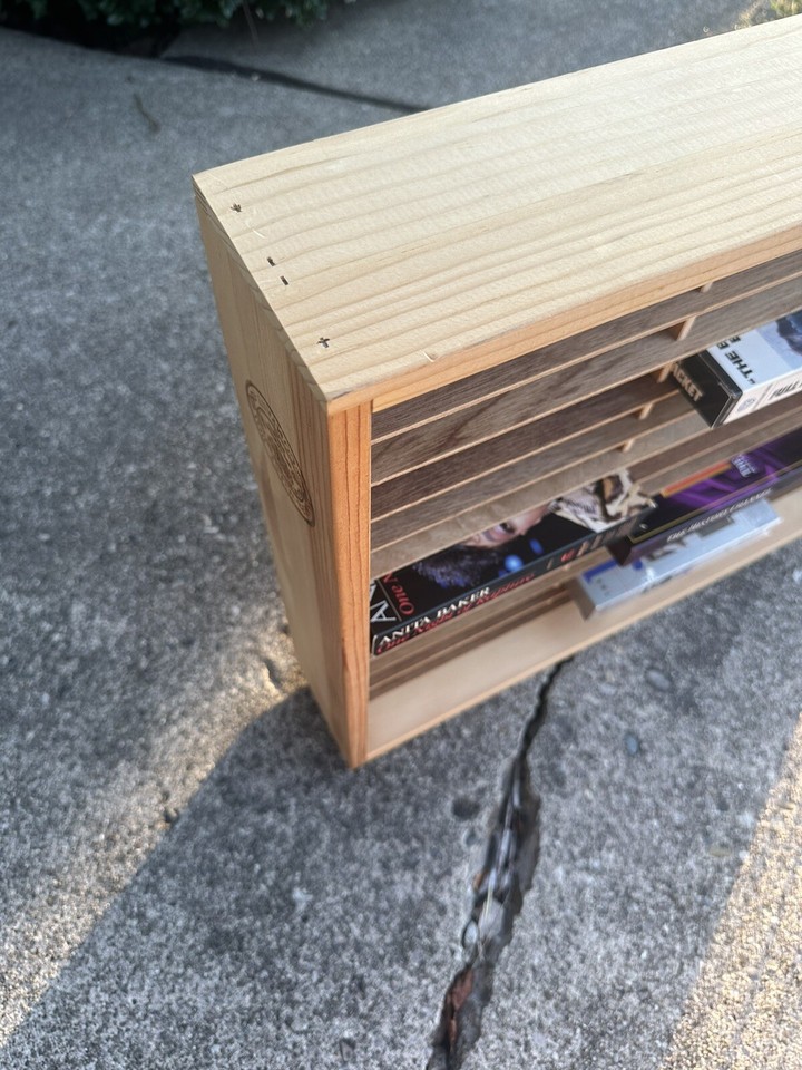 Vtg NAPA VALLEY Box Company Wood VHS Tape Wall Rack Shelf Holder 42