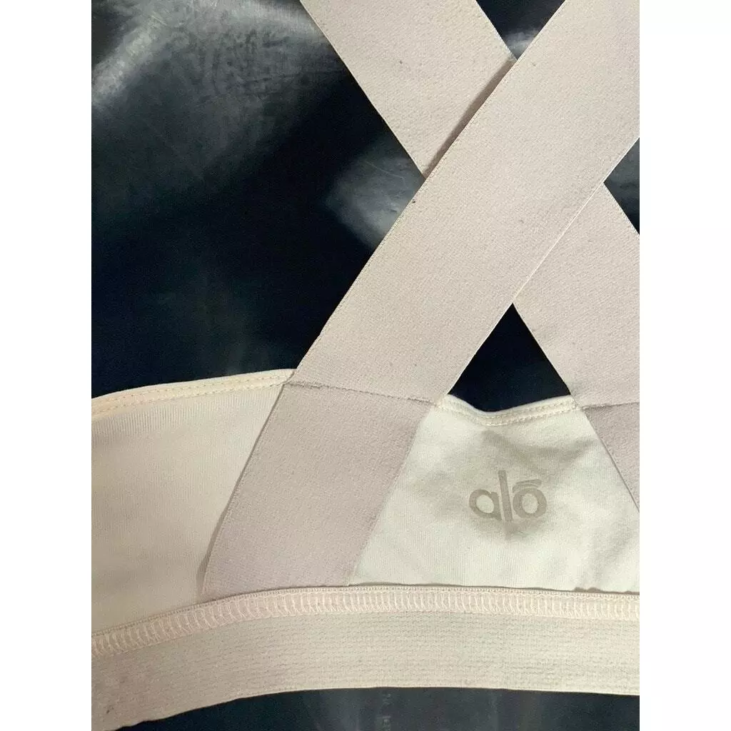 alo-yoga colorblock scoop-neck elastic cross strap sport tank-bra