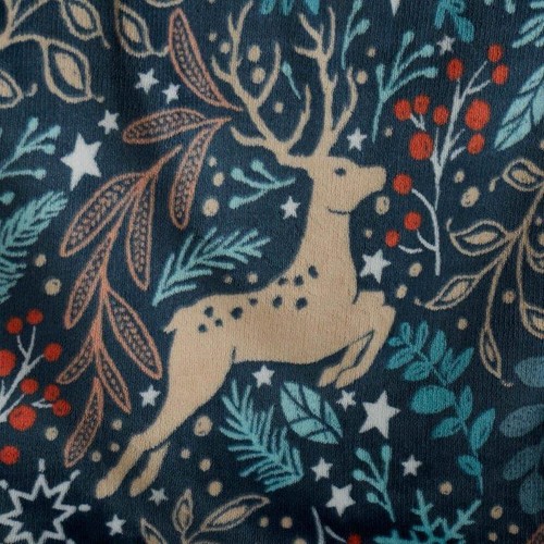 CHRISTMAS WINTER STAGS REVERSIBLE PRINT DUVET SET BLUE. SINGLE,DOUBLE,KING,THROW - Picture 2 of 6