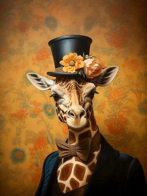 Victorian Giraffe Portrait Art Print | Victorian Wedding Party Collection Decor