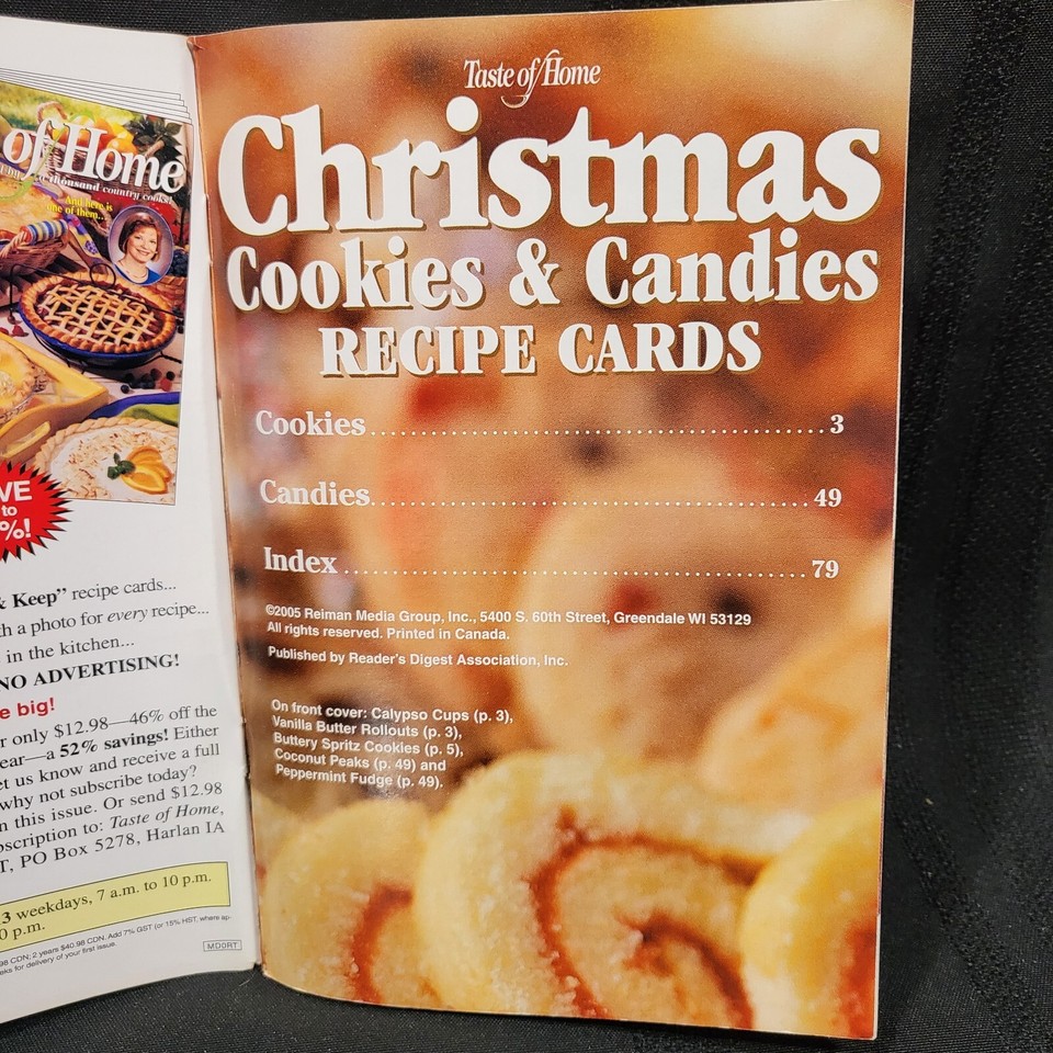 Taste and Home Christmas Cookies & Candies Recipe Cards 2005 eBay