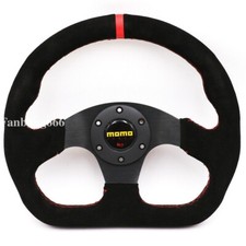 320mm Momo Black Suede Leather Racing Flat Rally Sport Drift Steering Wheel Red 320mm Momo Black Suede Leather Racing Flat Rally Sport Drift Steering Wheel Red