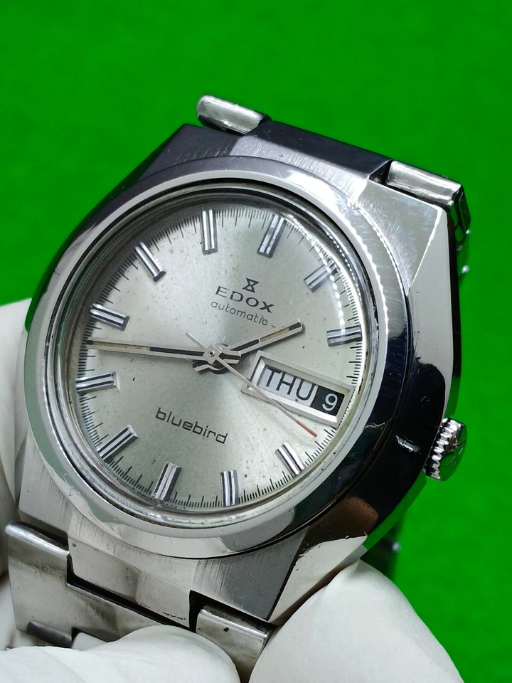 Reloj automático vintage Edox Bluebird indicador de día/fecha Foto 3 de 4