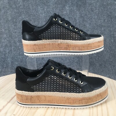 JLO Jennifer Lopez Shoes Womens 6.5M Laurn Espadrille Sneaker Black Faux Leather