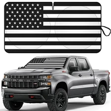 For Chevy Silverado Colorado Pickup US Flag Windshield Sun Shade UV Block Cover