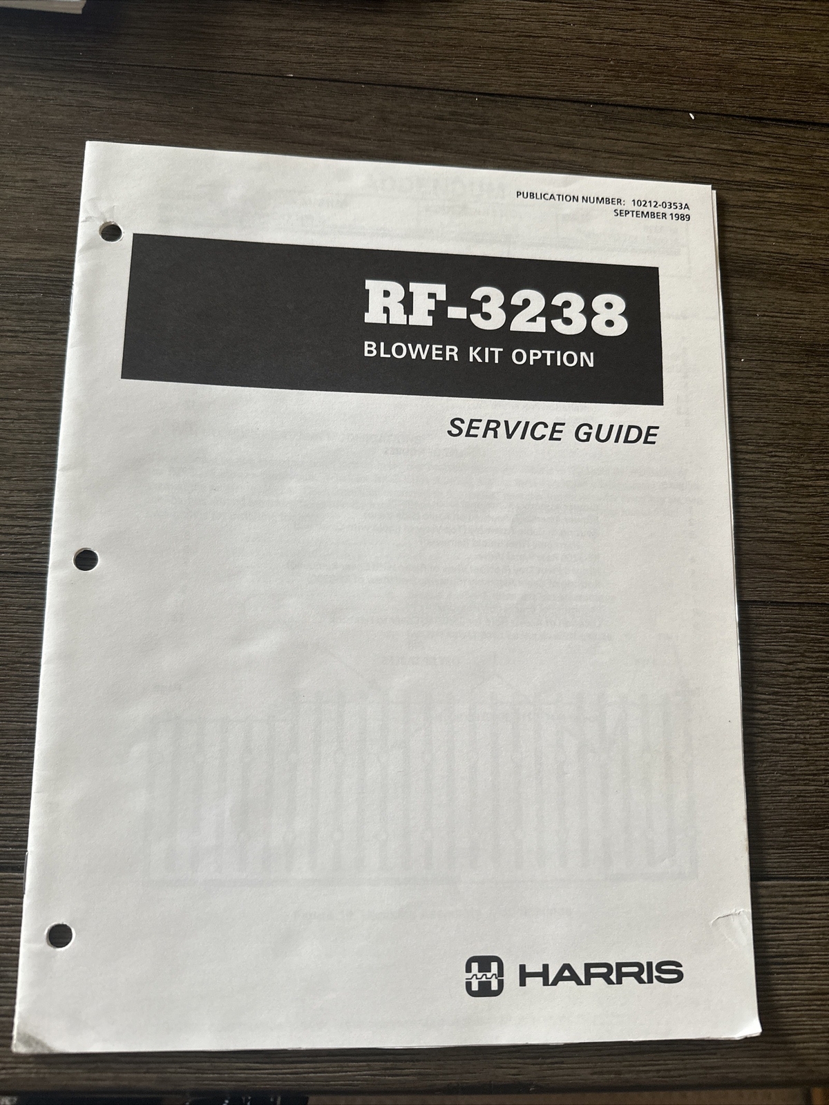 Harris RF-3238 communications radio BLOWER KIT OPTION SERVICE manual