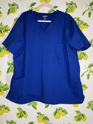 Scrubstar Womens Blue V-Neck Short Sleeve Scrub Top Size 2XL