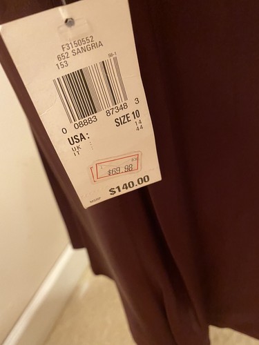 Anne Klein Red Wine Colored Dress With Diagonal Lines Designs. Size 10. NWT. - Picture 18 of 20