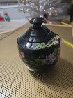 Vintage Black Glass Floral Lidded Candy Dish With Flowers Estate #79 — photo 5