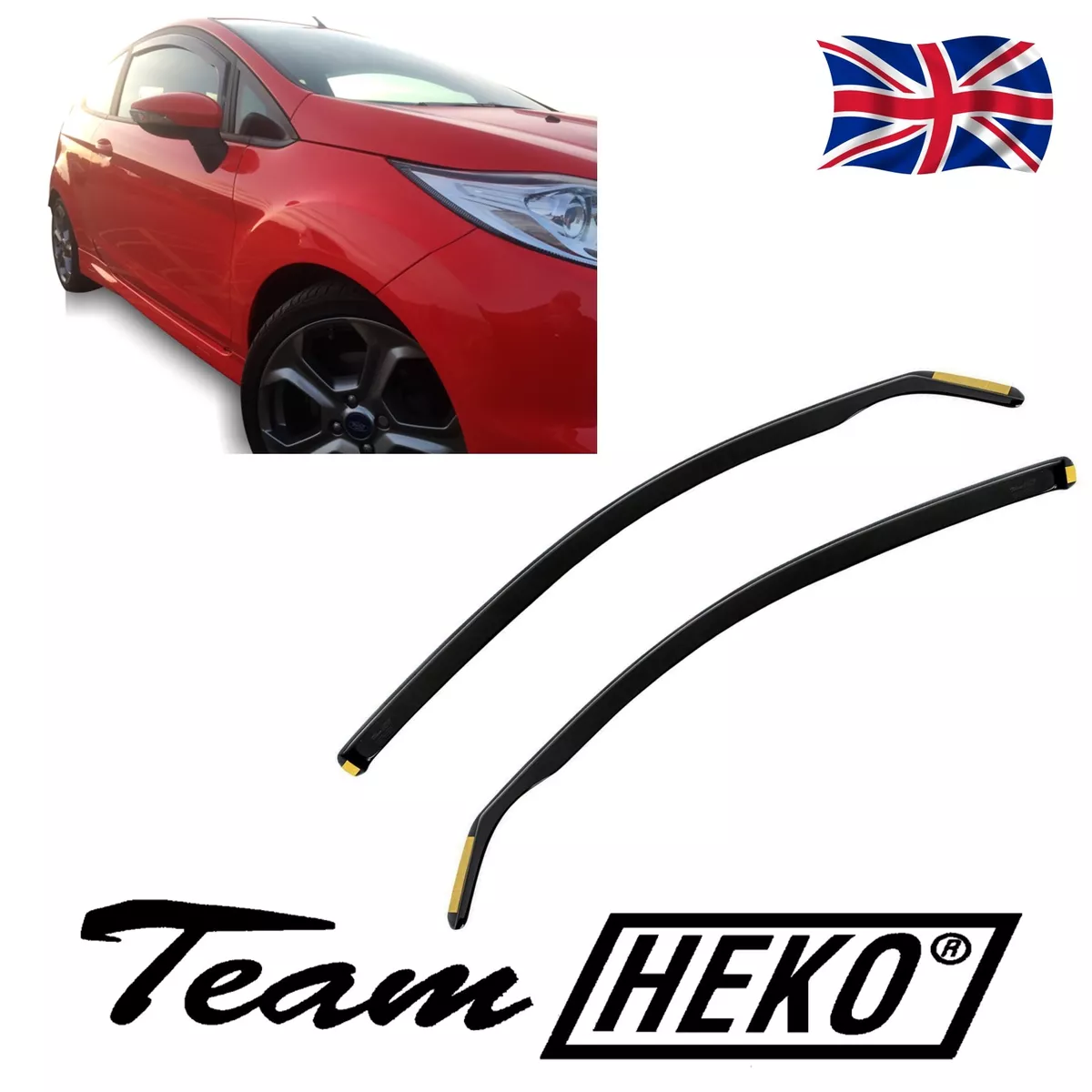 HEKO TINTED WIND DEFLECTORS for FORD FIESTA ST mk7 SPORT VAN 3