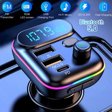Hands-Free Bluetooth 5.0 FM Transmitter Car Wireless Radio Adapter USB AUX MP3