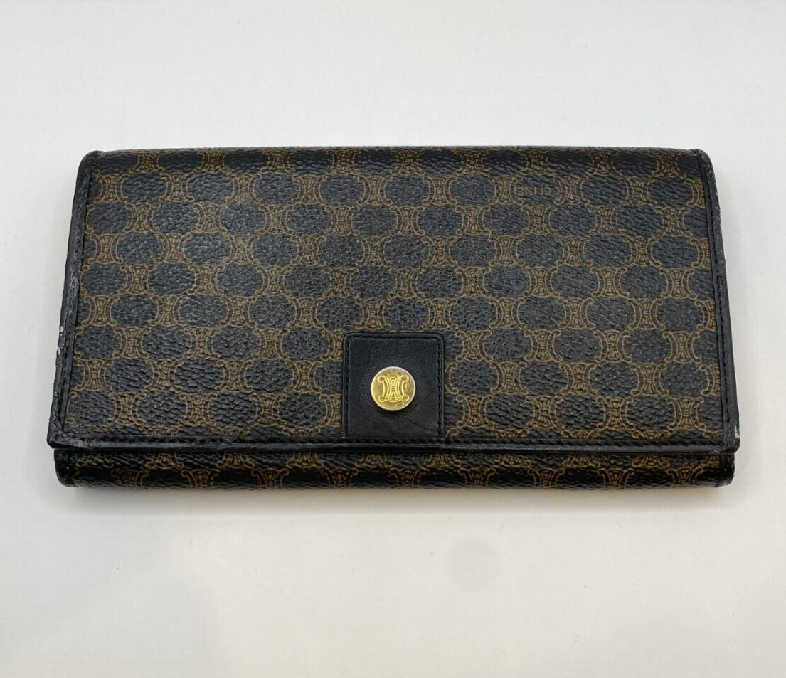 CELINE Long Wallet Clasp Macadam Black Triomphe Authentic Japan | eBay