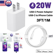 20W Fast Charger USB-C PD Power Adapter  3FT Cable For iPhone 12 13 14 Pro Max