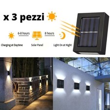 Lampada da Parete Esterno Solare Coppia di Applique Ricarica Solare Crepuscolare
