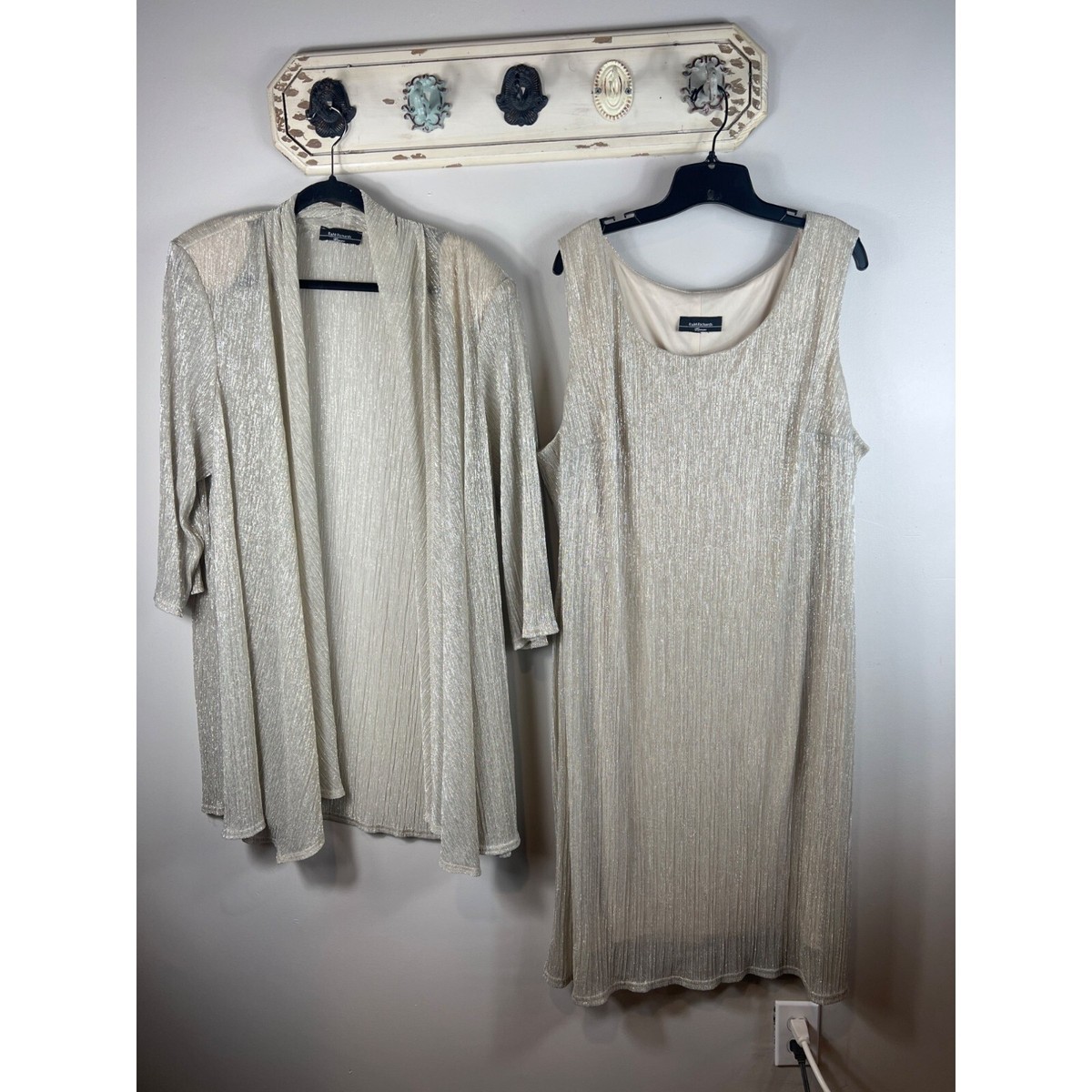 R&M Richards Formal Dress Midi w/ Jacket Cream Gold Metallic Threads 2X | eBay R&M Richards Formal Dress Midi w/ Jacket Cream Gold Metallic Threads 2X | eBay