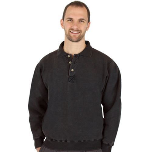 Mens 100% Heavy Cotton 3-Button Polo Sweatshirt - Heavy Weight - Made in Canada - Picture 6 of 15