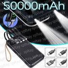 Power Bank 50000mAh Laptop Externer Akku mit 4 Kabel 2 LED Für iPhone Samsung