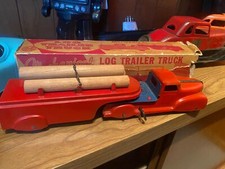 MARX PRESSED STEEL TIN TRUCK TOY LOG HAULER Vtg Wind Up 1930'S Orig Box Mint 