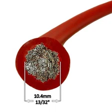 Bass Rockers True 1/0 Ga 0 AWG Gauge 1ft Performance Flexible Red Power Cable