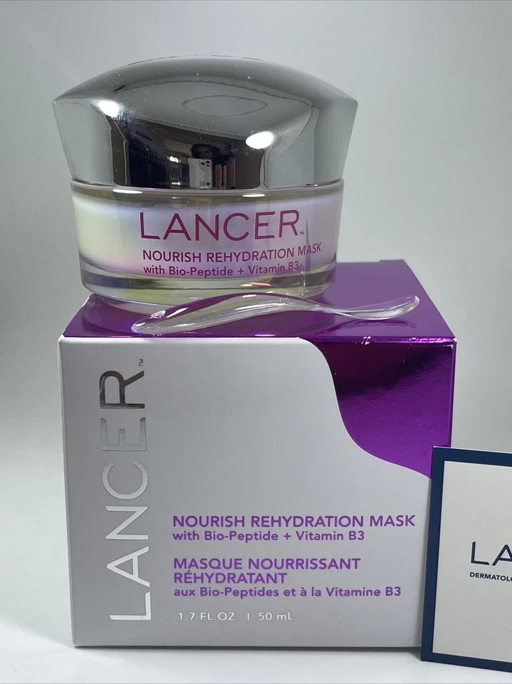 NIB LANCER NOURISH REHYDRATION MASK WITH BIO PEPTIDE & VIT B3 FULLSIZE 1.7 OZ - Image 2 of 2
