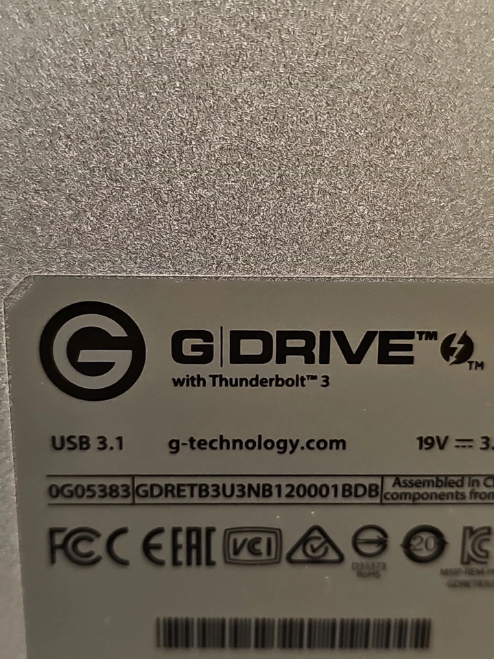 G-Technology G-DRIVE 12TB Thunderbolt 3 USB 3.0 External Hard Drive for PC/MAC - Image 3 of 3