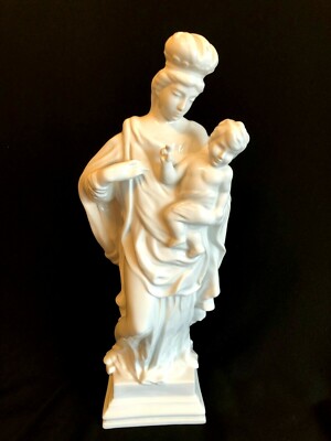 HEREND PORCELAIN LARGE WHITE MARIA WITH CHILD FIGURINE 5613