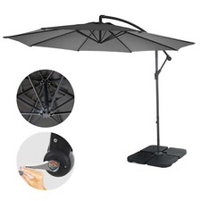 B-Ware Ampelschirm Terni, Sonnenschirm, &Oslash; 3m neigbar, grau mit St&auml;nder