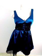 NWT KATIA WOMENS TEAL BLUE POLY SPANDEX SATIN MINI EVENING DRESS SIZE M
