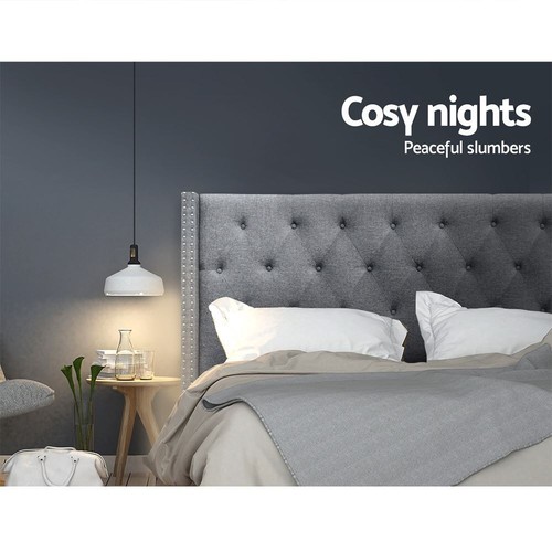 Queen Size Bed Head Faux Linen Fabric Headboard Padded With High Density Foam - Picture 7 of 7