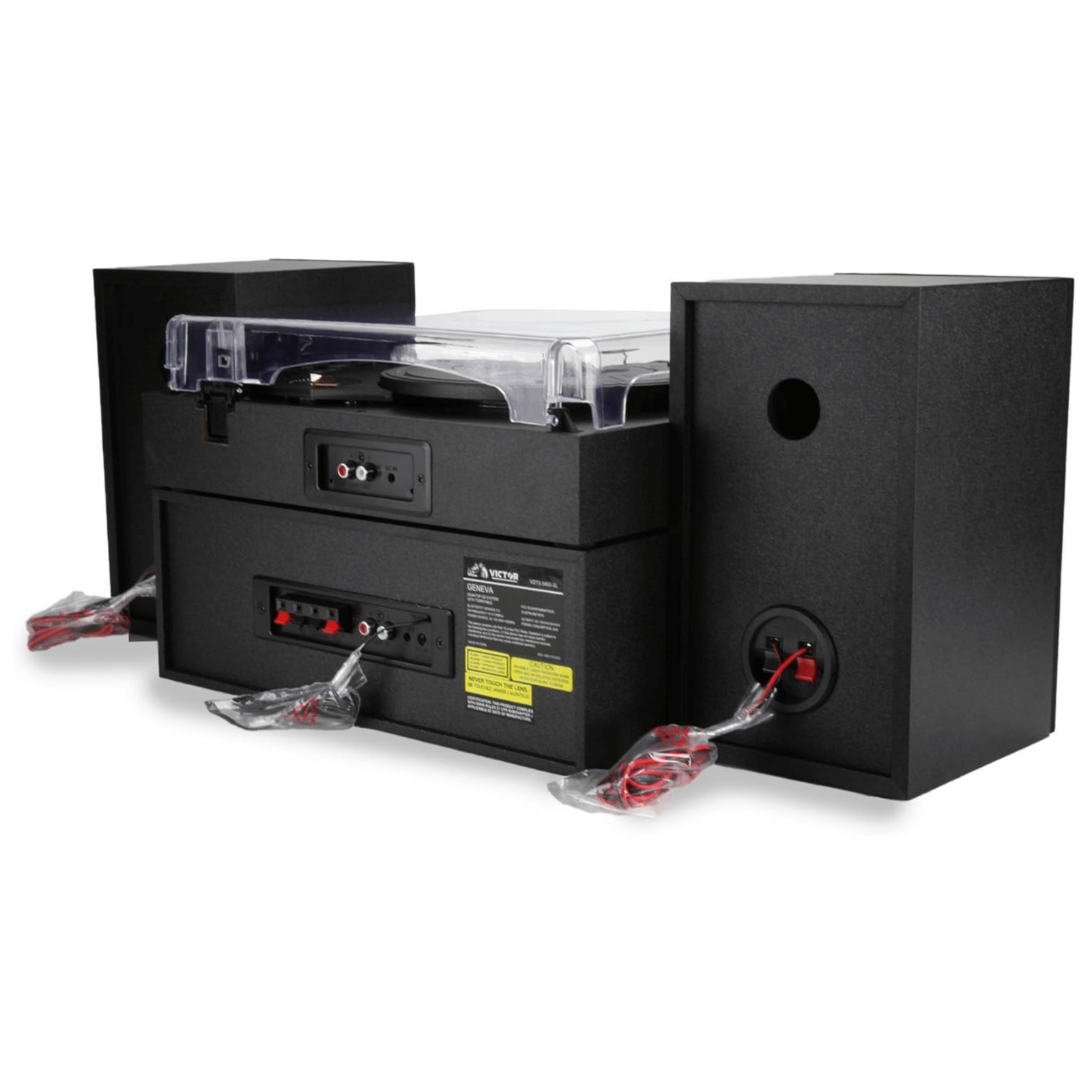 Victor Geneva 5-in-1 Desktop Music Center w 3-Speed Record Player and FM Radio