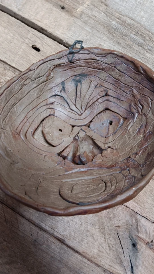 Arte popular de barro de cerámica de arcilla hecha a mano de colección máscara arte de pared Foto 3 de 4