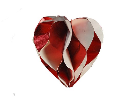 Pack of 6 - 8inch Wedding Hearts Red/Cream Valentines Hanging Hearts Decorations - Picture 2 of 4