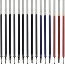 50 PCS Rollerball Gel Pen Refills 3 Colors Black Blue Red Metal Tip 0.7 mm Bu...