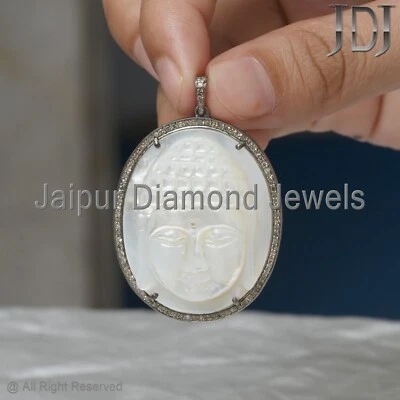 Natürlich Pflastern Diamant Geschenk Anhänger 925 Silber Perlen Edelstein Buddha - Bild 1 von 4
