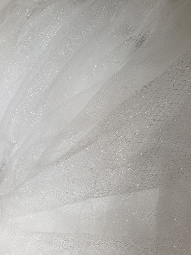 UK New ivory Spaghetti Straps A Line Glitter tulle Sequins Wedding Dress Size 8 - Picture 7 of 11