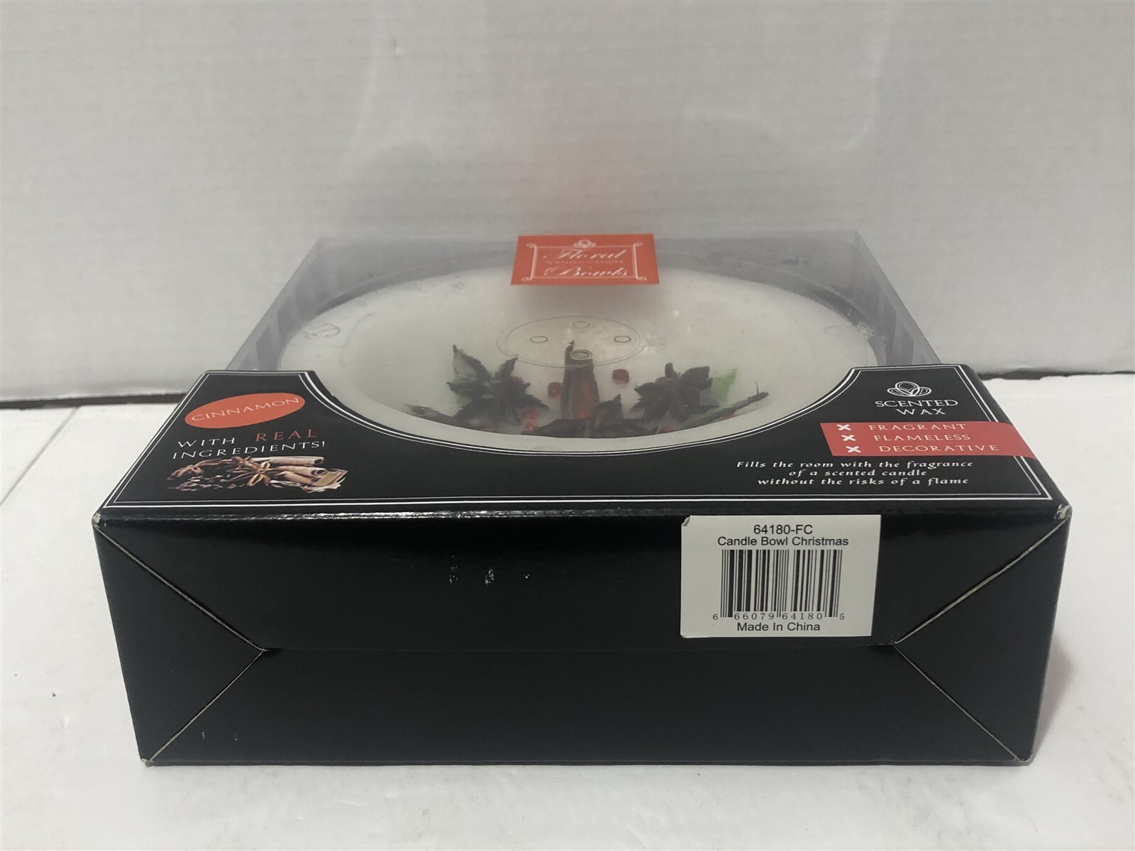 SCENTED WAX CANDLE BOWL CHRISTMAS CINNAMON WITH REAL INGREDIENTS