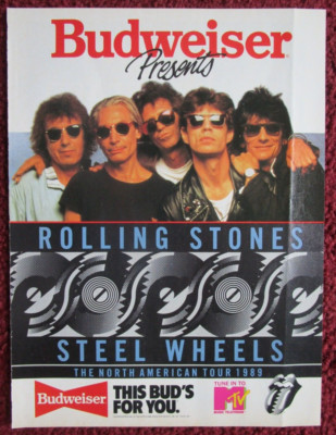 1989 BUDWEISER Beer The ROLLING STONES Print Ad ~ Mick Jagger