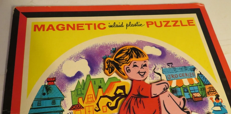 Vintage Rare Playskool Inlaid Plastic Magnetic Puzzle Complete To Market Pig 7pc - Image 3 of 4