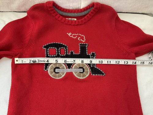 Oshkosh B’gosh Boys Red Train Sweater Size 6 Cotton Christmas Winter - Picture 5 of 6