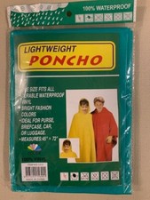 Weatherproof Green Lightweight Poncho 45" x 72"