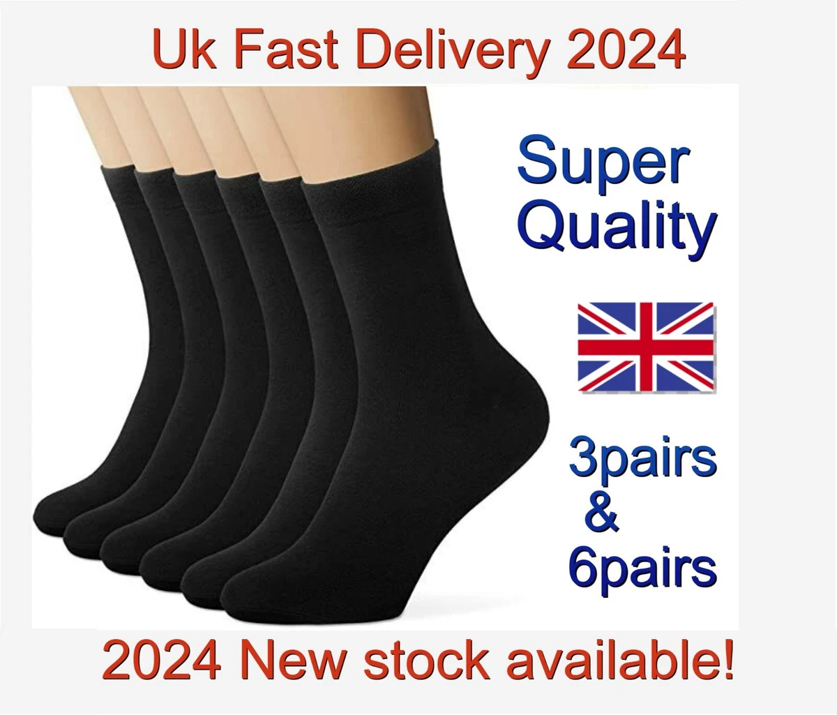 Winter Women Ladies 3 6 Pairs Socks Black Ankle Cotton Rich Work