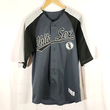 Men's Chicago White Sox MLB Dynasty Sz M Baseball Jersey Gray Black Short Sleeve