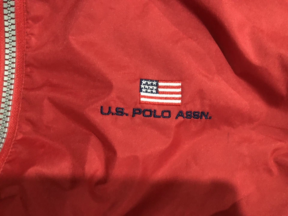 U.S Polo Assn. Full Zip Hidden Hood Jacket Color Red/Gray  Fleece lining Size Lg - Image 3 of 4