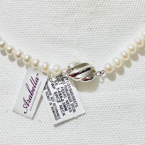 Swarovski Cubic Zirconia Arabella Freshwater Pearl Lariat Necklace Sterling 925 - Picture 5 of 12