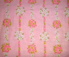 Vtg 60s Cotton Flannel Fabric PINK & White Daisy Stripes 46"x1.5+ Yds *FLAW*