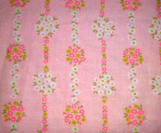Vtg 60s Cotton Flannel Fabric PINK & White Daisy Stripes 46"x1.5 Yds FLAW