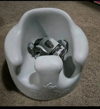 Bumbo Infant Floor Seat Baby Sit Up Chair with Adjustable Harness, Cool Gray 