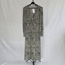Mango Monochrome Long Sleeve Dress Women's US 6 New with Tags Black and White