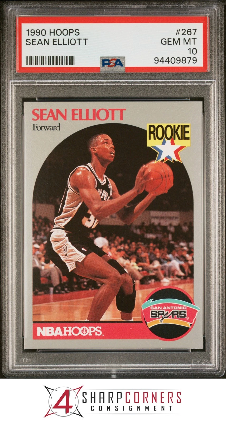 1990 HOOPS #267 SEAN ELLIOTT RC SPURS PSA 10
