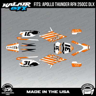 Graphics Kit for Apollo RFZ Thunder 250 (All) Usa Series-ORANGE